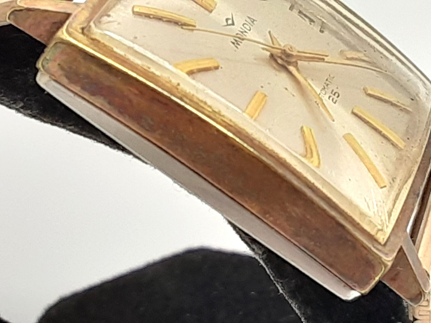 モンディア MONDIA 21石 自動巻き メンズ 腕時計 デイト 22286 スクエア シルバー SS GP ブレス アナログ オートマ AT アンティーク ヴィンテージ ウォッチ 【中古】【送料無料】 ht5505