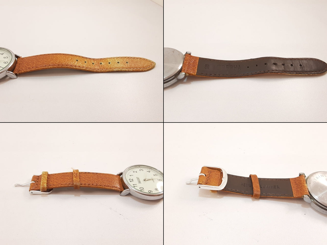 フィーチャリー Featurely メンズ 腕時計 白 茶 ホワイト ブラウン SS レザー ブレス アナログ クォーツ QZ ウォッチ 【中古】【送料無料】 ht5524