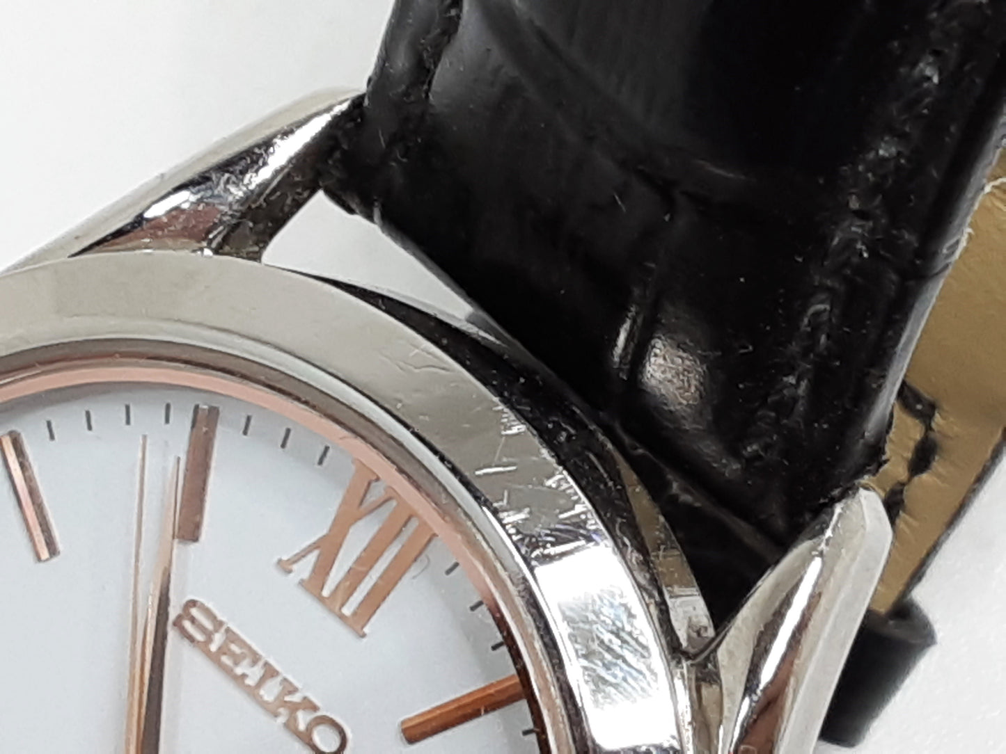 セイコー SEIKO ソーラー メンズ 腕時計 デイデイト V158-0BA0 白 ホワイト ブラック 黒 SS レザー ブレス アナログ クォーツ QZ ウォッチ 【中古】【送料無料】 ht5549