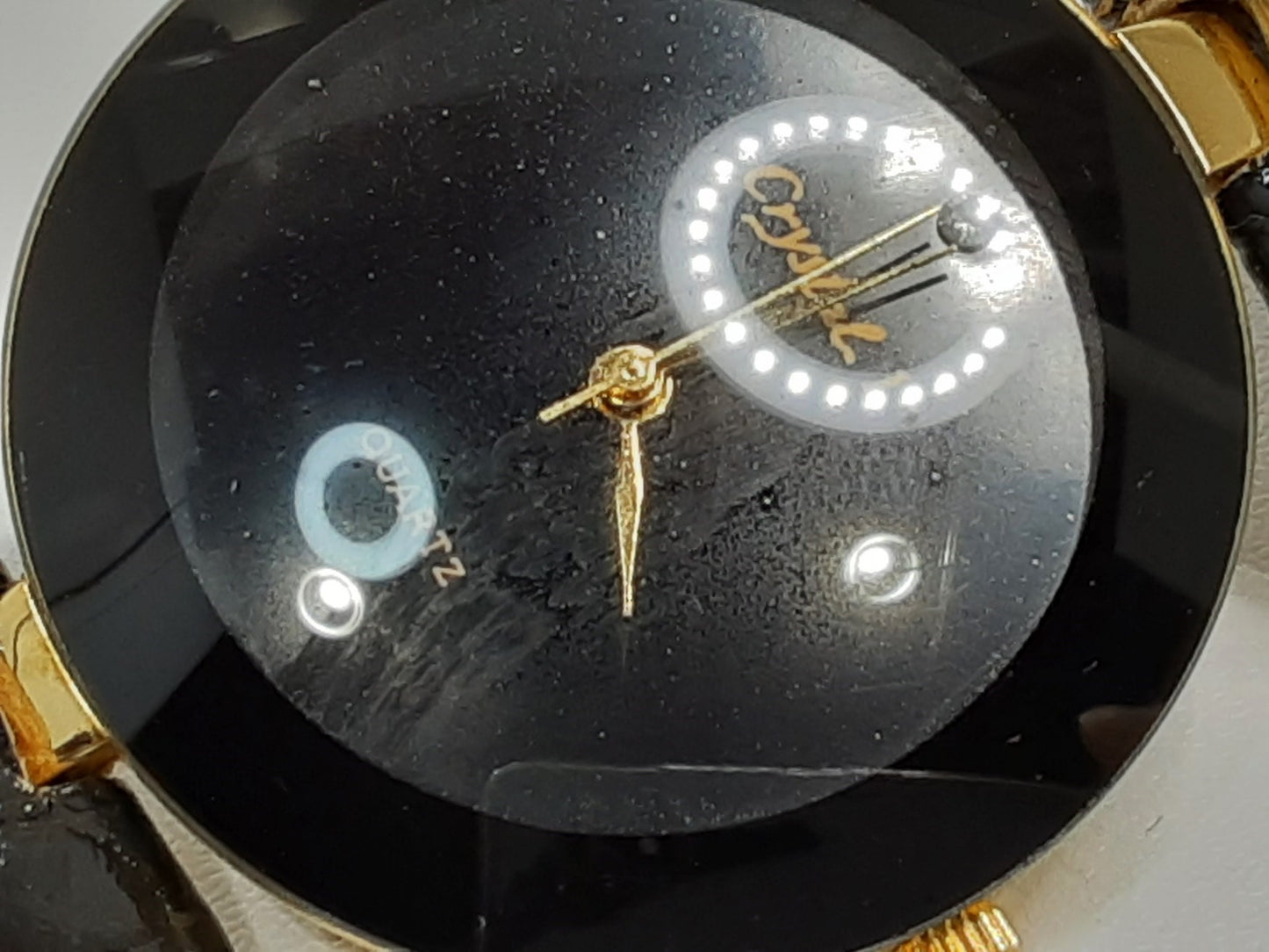 Crystal 1 レディース 腕時計 黒 ブラック SS レザーブレス アナログ クォーツ QZ ファッション ウォッチ クリスタル 【中古】【送料無料】 ht5553