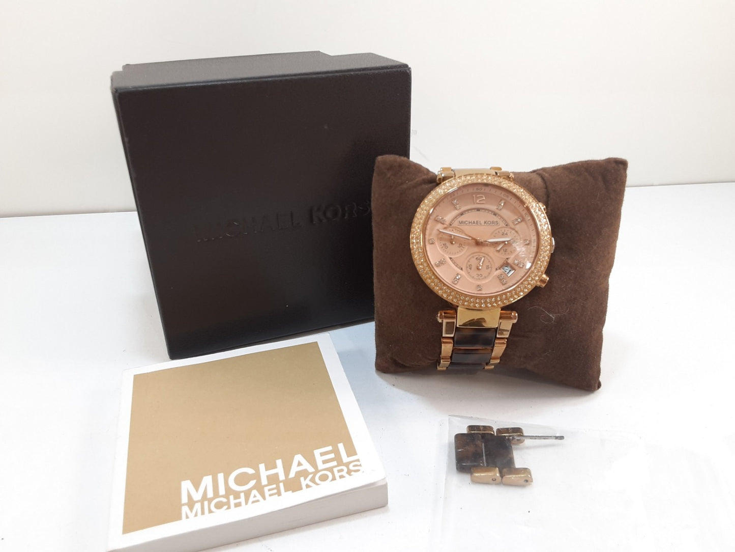 マイケルコース MICHAEL KORS パーカー クロノグラフ レディース 腕時計 デイト MK5538 ピンク ローズ ゴールド ブラウン 茶 SS GP アナログ クォーツ QZ ウォッチ PARKER 【中古】【送料無料】 ht5558