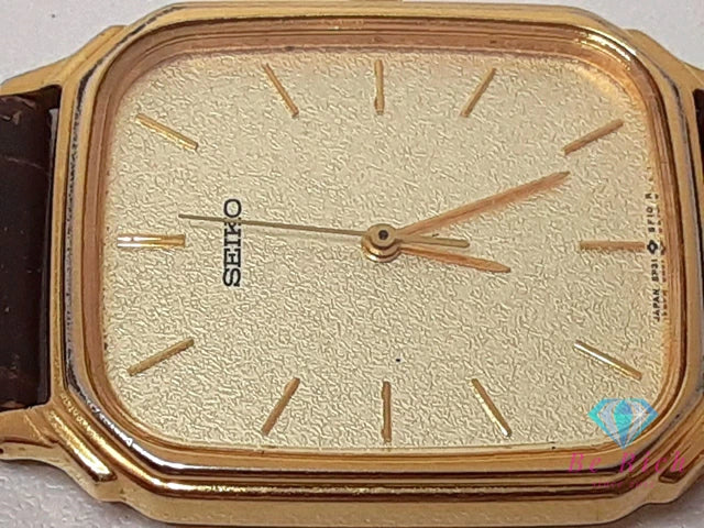 セイコー SEIKO メンズ 腕時計 5P31-5D8A スクエア ゴールド ブラウン 茶 SS レザー ブレス アナログ クォーツ QZ ウォッチ 【中古】【送料無料】 ht5562