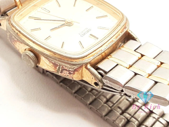 セイコー SEIKO レディース 腕時計 1421-5670 スクエア ゴールド シルバー SS GP ブレス アナログ クォーツ QZ ウォッチ 【中古】【送料無料】 ht5568