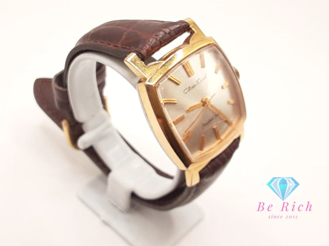 シチズン CITIZEN エクセル 21石 手巻き メンズ 腕時計 E511501 スクエア シルバー ブラウン 茶 SS GP レザー ブレス アナログ ウォッチ ヴィンテージ アンティーク Excel PARASHOCK 【中古】【送料無料】 ht5576