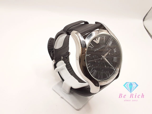 エンポリオ アルマーニ EMPORIO ARMANI クロノグラフ デイト メンズ 腕時計 AR1700 黒 ブラック SS レザー ブレス ロゴ アナログ クォーツ QZ ウォッチ 【中古】【送料無料】 ht5681