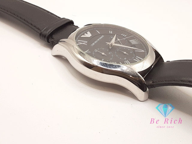 エンポリオ アルマーニ EMPORIO ARMANI クロノグラフ デイト メンズ 腕時計 AR1700 黒 ブラック SS レザー ブレス ロゴ アナログ クォーツ QZ ウォッチ 【中古】【送料無料】 ht5681