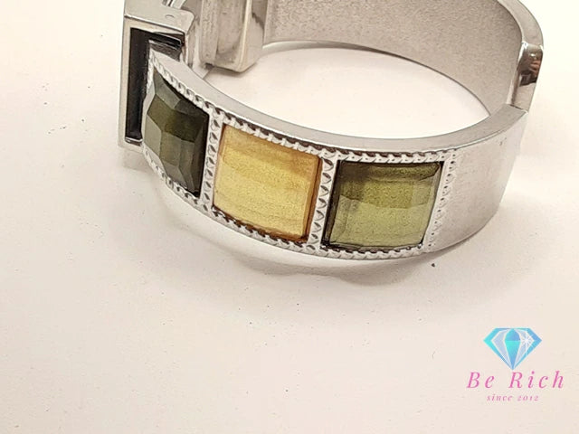 セシル マクビー CECIL McBEE バングル ウォッチ レディース 腕時計 CM81022 白 ホワイト シルバー マルチ SS ブレス アナログ クォーツ QZ カフ 【中古】【送料無料】 ht5682