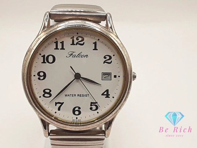シチズン CITIZEN Q&Q ファルコン メンズ 腕時計 デイト 白 ホワイト シルバー SS ブレス アナログ クォーツ QZ ウォッチ Falcon 【中古】【送料無料】 ht5685