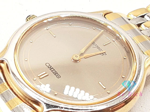 セイコー SEIKO エクセリーヌ レディース 腕時計 7320-0350 グレー シルバー ゴールド SS GP ブレス アナログ クォーツ QZ ウォッチ Exceline 【中古】【送料無料】 ht5691