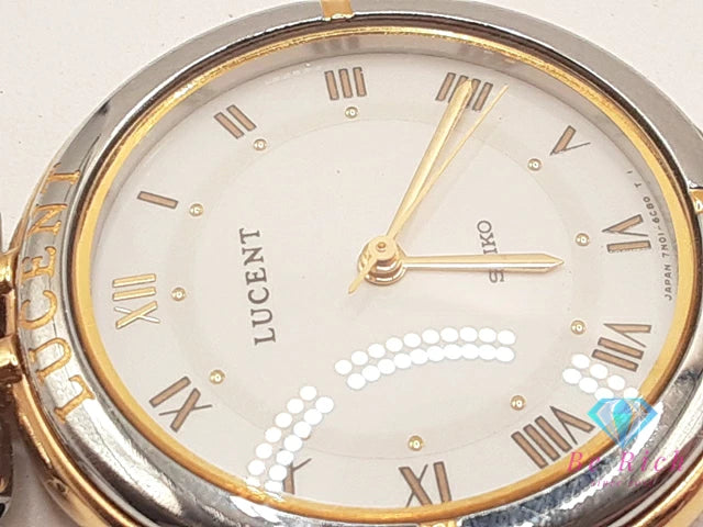 セイコー SEIKO ルーセント レディース 腕時計 7N01-6C60 白 ホワイト シルバー ゴールド SS GP ブレス アナログ クォーツ QZ ウォッチ LUCENT 【中古】【送料無料】 ht5699