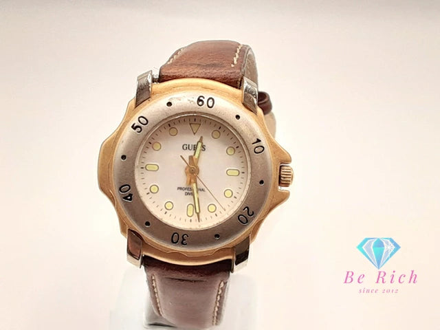 ゲス GUESS レディース 腕時計 白 ホワイト ブラウン 茶 SS レザー ブレス アナログ クォーツ QZ ウォッチ 【中古】【送料無料】 ht5704