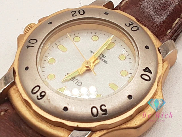 ゲス GUESS レディース 腕時計 白 ホワイト ブラウン 茶 SS レザー ブレス アナログ クォーツ QZ ウォッチ 【中古】【送料無料】 ht5704
