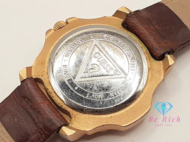 ゲス GUESS レディース 腕時計 白 ホワイト ブラウン 茶 SS レザー ブレス アナログ クォーツ QZ ウォッチ 【中古】【送料無料】 ht5704