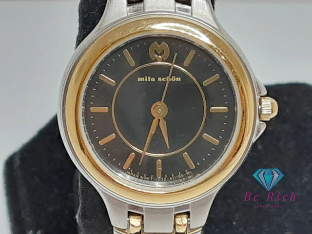 ミラショーン mira schon レディース 腕時計 1032-A051032-A05133 黒 ブラック シルバー ゴールド SS GP ブレス アナログ クォーツ QZ ウォッチ 【中古】【送料無料】 ht5710