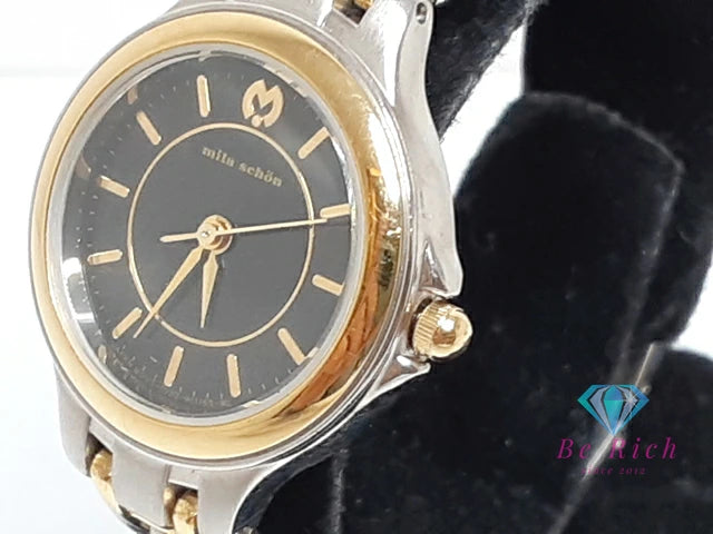 ミラショーン mira schon レディース 腕時計 1032-A051032-A05133 黒 ブラック シルバー ゴールド SS GP ブレス アナログ クォーツ QZ ウォッチ 【中古】【送料無料】 ht5710