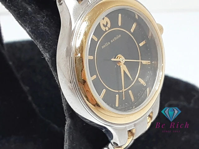ミラショーン mira schon レディース 腕時計 1032-A051032-A05133 黒 ブラック シルバー ゴールド SS GP ブレス アナログ クォーツ QZ ウォッチ 【中古】【送料無料】 ht5710