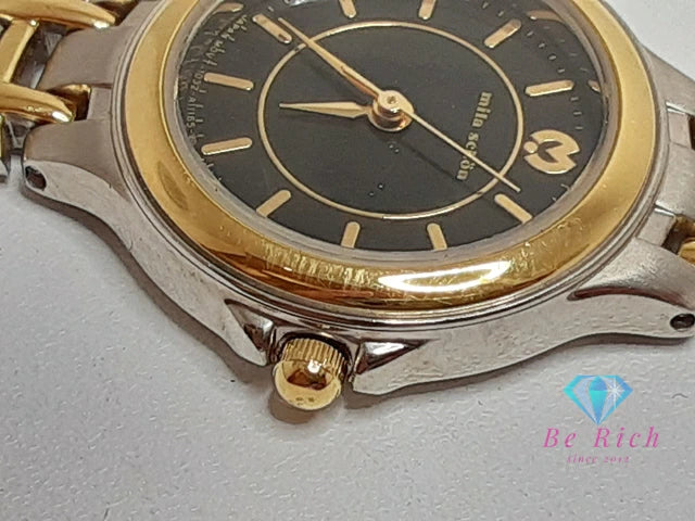 ミラショーン mira schon レディース 腕時計 1032-A051032-A05133 黒 ブラック シルバー ゴールド SS GP ブレス アナログ クォーツ QZ ウォッチ 【中古】【送料無料】 ht5710