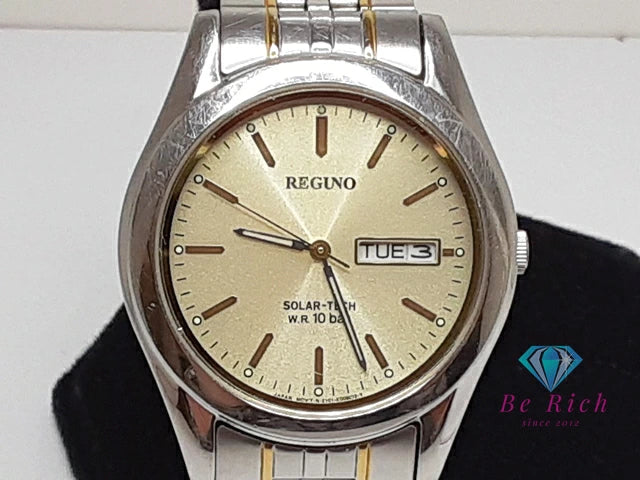 シチズン CITIZEN レグノ ソーラー メンズ 腕時計 デイデイト E101-K005299 ゴールド シルバー SS GP ブレス アナログ クォーツ QZ ウォッチ REGUNO 【中古】【送料無料】 ht5722