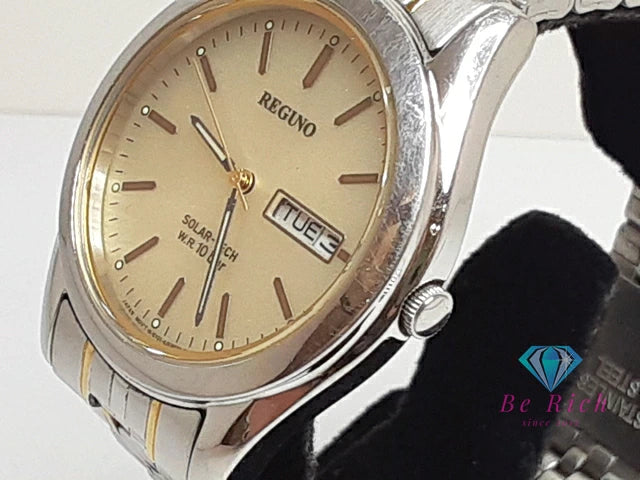 シチズン CITIZEN レグノ ソーラー メンズ 腕時計 デイデイト E101-K005299 ゴールド シルバー SS GP ブレス アナログ クォーツ QZ ウォッチ REGUNO 【中古】【送料無料】 ht5722
