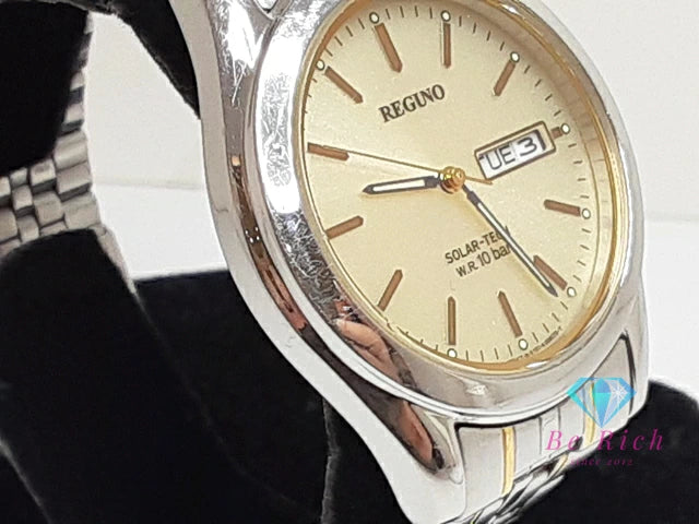 シチズン CITIZEN レグノ ソーラー メンズ 腕時計 デイデイト E101-K005299 ゴールド シルバー SS GP ブレス アナログ クォーツ QZ ウォッチ REGUNO 【中古】【送料無料】 ht5722