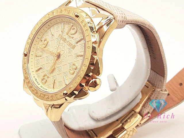ロベルト カヴァリ バイ フランクミュラー Roberto Cavalli BY FRANCK MULLER レディース 腕時計 RV1L048L0031 アイボリー ベージュ SS レザー ブレス アナログ クォーツ QZ ウォッチ 【中古】【送料無料】 ht5748