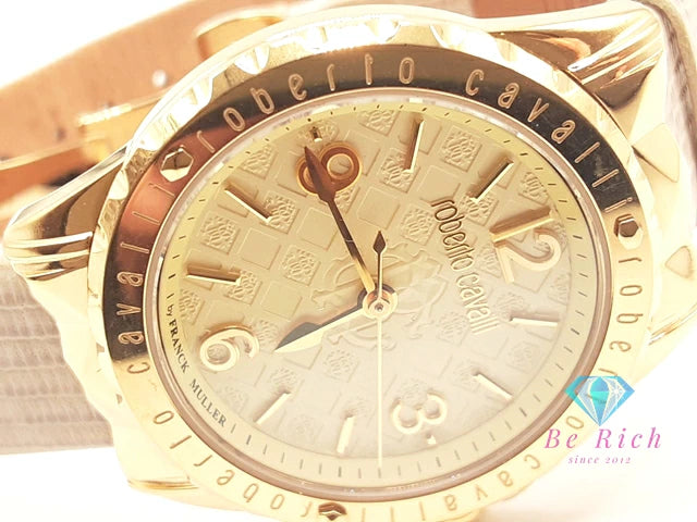 ロベルト カヴァリ バイ フランクミュラー Roberto Cavalli BY FRANCK MULLER レディース 腕時計 RV1L048L0031 アイボリー ベージュ SS レザー ブレス アナログ クォーツ QZ ウォッチ 【中古】【送料無料】 ht5748