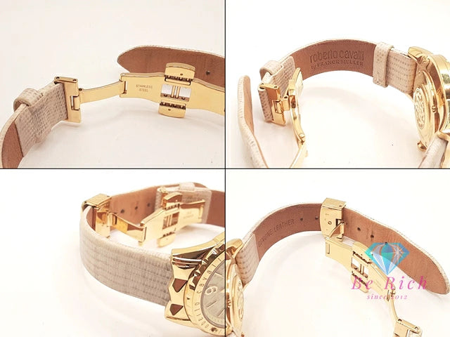 ロベルト カヴァリ バイ フランクミュラー Roberto Cavalli BY FRANCK MULLER レディース 腕時計 RV1L048L0031 アイボリー ベージュ SS レザー ブレス アナログ クォーツ QZ ウォッチ 【中古】【送料無料】 ht5748