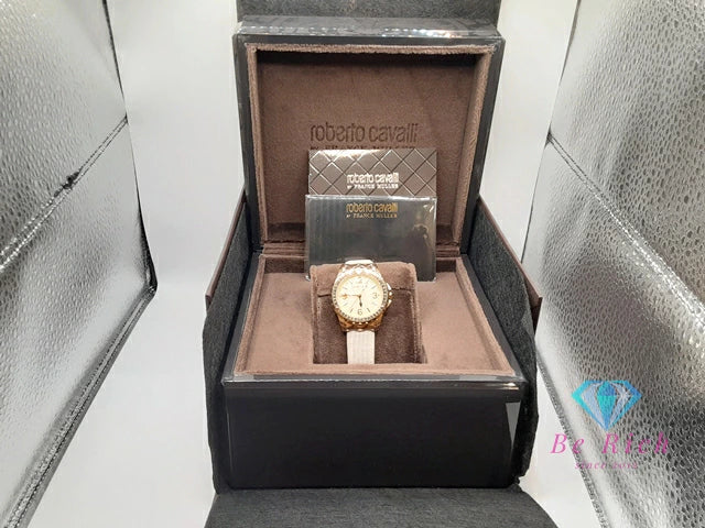 ロベルト カヴァリ バイ フランクミュラー Roberto Cavalli BY FRANCK MULLER レディース 腕時計 RV1L048L0031 アイボリー ベージュ SS レザー ブレス アナログ クォーツ QZ ウォッチ 【中古】【送料無料】 ht5748
