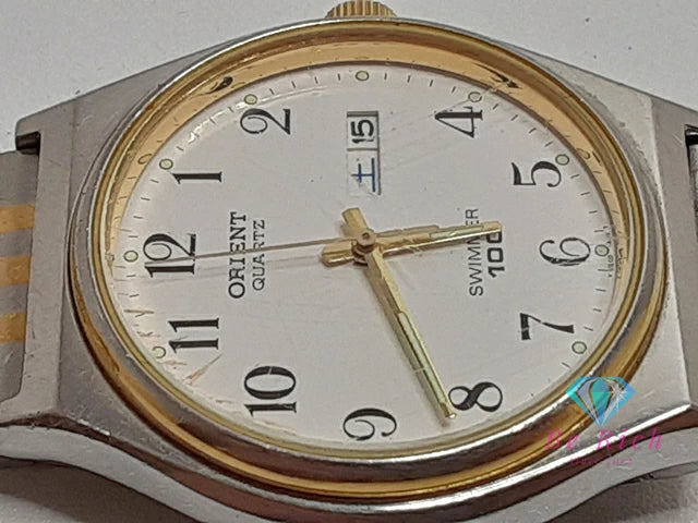オリエント ORIENT スイマー 100 メンズ 腕時計 デイデイト UG00-B0 白 ホワイト シルバー ゴールド SS GP ブレス アナログ クォーツ QZ ウォッチ SIMMER 【中古】【送料無料】 ht5766