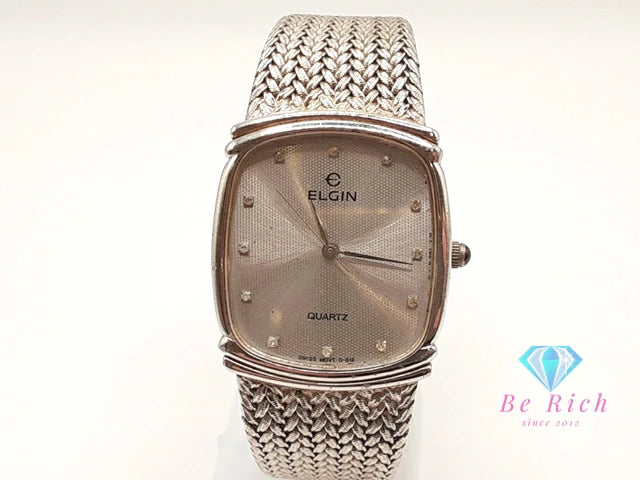 エルジン ELGIN メンズ 腕時計 FK282 スクエア シルバー SS ブレス アナログ クォーツ QZ ウォッチ 【中古】【送料無料】 ht5796