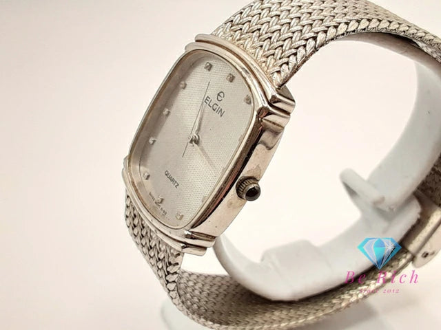 エルジン ELGIN メンズ 腕時計 FK282 スクエア シルバー SS ブレス アナログ クォーツ QZ ウォッチ 【中古】【送料無料】 ht5796