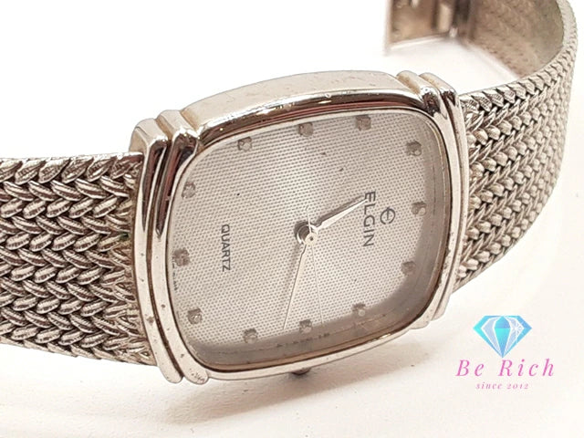 エルジン ELGIN メンズ 腕時計 FK282 スクエア シルバー SS ブレス アナログ クォーツ QZ ウォッチ 【中古】【送料無料】 ht5796