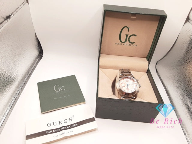ゲス GUESS メンズ 腕時計 クロノグラフ デイト GC7000 ブロンズ系 シルバー SS ブレス アナログ クォーツ QZ ウォッチ 【中古】【送料無料】 ht5798