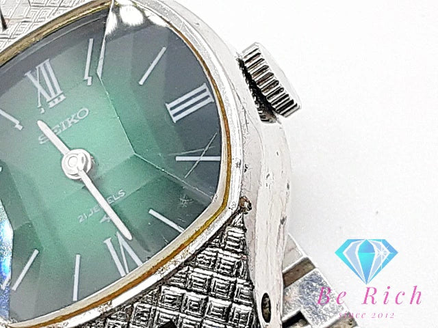 セイコー SEIKO 21石 手巻き レディース 腕時計 11-7850 カット ガラス 緑 グリーン グラデ SS WGP ブレス アナログ ウォッチ ヴィンテージ アンティーク 【中古】【送料無料】 ht5849
