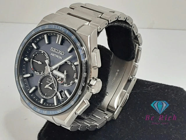 セイコー SEIKO アストロン ネクスター シリーズ GPS 衛星 電波 ソーラー メンズ 腕時計 デイデイト SBXC109 5X53-0BR0 ネイビー ブルー シルバー チタニウム チタン ブレス アナログ クオーツ QZ ウォッチ ASTRON NEXTER 【中古】【送料無料】 ht5885