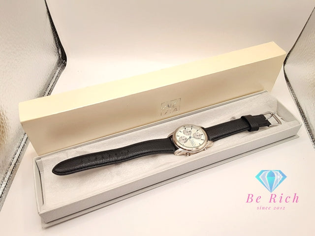 セイコー SEIKO アルファ メンズ 腕時計 クロノグラフ デイト V657-8010 シルバー 黒 ブラック SS レザー ブレス アナログ クォーツ QZ ウォッチ ALFA 【中古】【送料無料】 ht5888