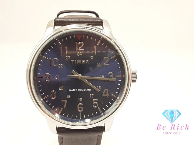 タイメックス TIMEX メンズ コア 腕時計 TW2R85400 青 ブルー 茶 ブラウン SS レザー ブレス アナログ クォーツ QZ 【中古】【送料無料】 ht5930
