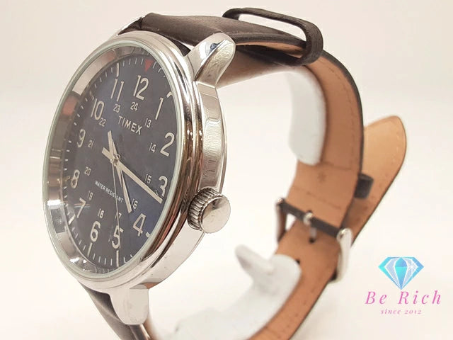 タイメックス TIMEX メンズ コア 腕時計 TW2R85400 青 ブルー 茶 ブラウン SS レザー ブレス アナログ クォーツ QZ 【中古】【送料無料】 ht5930