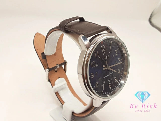 タイメックス TIMEX メンズ コア 腕時計 TW2R85400 青 ブルー 茶 ブラウン SS レザー ブレス アナログ クォーツ QZ 【中古】【送料無料】 ht5930