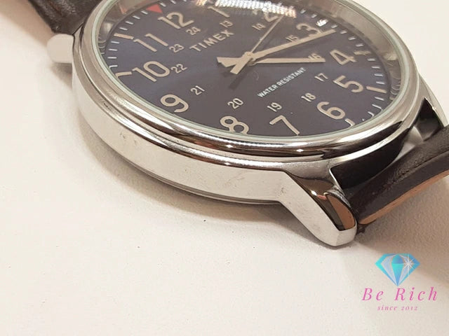 タイメックス TIMEX メンズ コア 腕時計 TW2R85400 青 ブルー 茶 ブラウン SS レザー ブレス アナログ クォーツ QZ 【中古】【送料無料】 ht5930