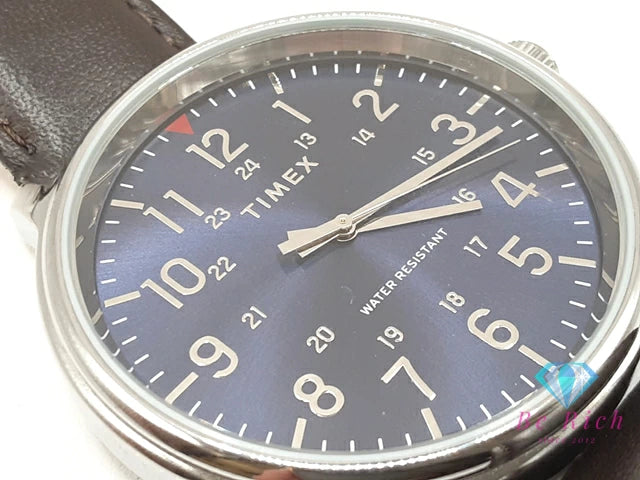 タイメックス TIMEX メンズ コア 腕時計 TW2R85400 青 ブルー 茶 ブラウン SS レザー ブレス アナログ クォーツ QZ 【中古】【送料無料】 ht5930
