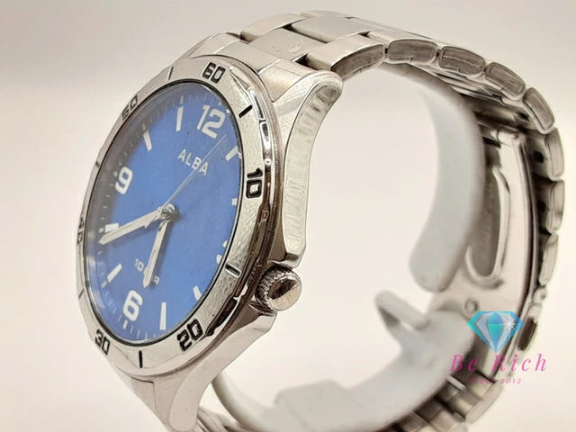 セイコー SEIKO アルバ メンズ 腕時計 VJ21-KNF0 青 ブルー シルバー SS ブレス アナログ クォーツ QZ ウォッチ ALBA 【中古】【送料無料】 ht5932
