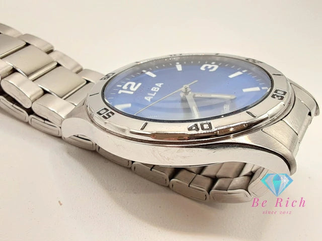 セイコー SEIKO アルバ メンズ 腕時計 VJ21-KNF0 青 ブルー シルバー SS ブレス アナログ クォーツ QZ ウォッチ ALBA 【中古】【送料無料】 ht5932