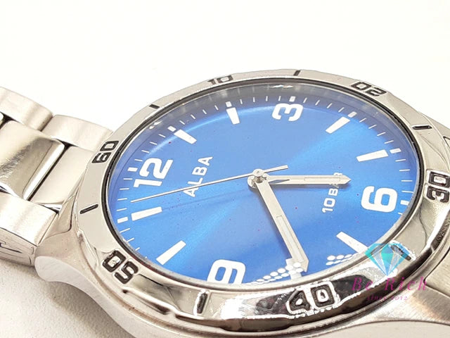 セイコー SEIKO アルバ メンズ 腕時計 VJ21-KNF0 青 ブルー シルバー SS ブレス アナログ クォーツ QZ ウォッチ ALBA 【中古】【送料無料】 ht5932