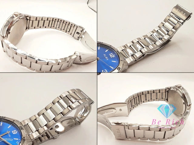 セイコー SEIKO アルバ メンズ 腕時計 VJ21-KNF0 青 ブルー シルバー SS ブレス アナログ クォーツ QZ ウォッチ ALBA 【中古】【送料無料】 ht5932