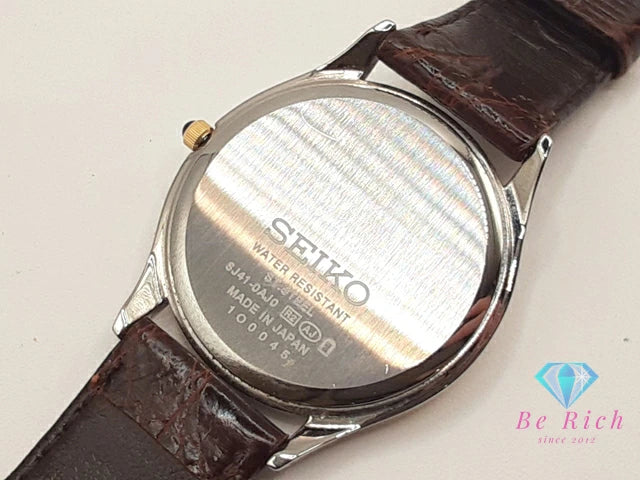 セイコー SEIKO メンズ 腕時計 8J41-0AJ0 ホワイト 白 ブラウン 茶 SS GP レザー ブレス アナログ クォーツ QZ ウォッチ 【中古】【送料無料】 ht5935