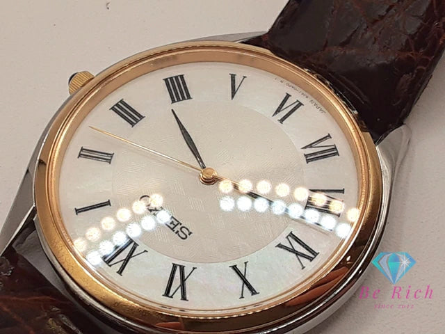 セイコー SEIKO メンズ 腕時計 8J41-0AJ0 ホワイト 白 ブラウン 茶 SS GP レザー ブレス アナログ クォーツ QZ ウォッチ 【中古】【送料無料】 ht5935