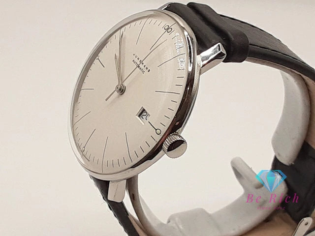 ユンハンス JUNGHANS マックスビル 自動巻き メンズ 腕時計 デイト 27 / 4002 46 ホワイト 白 ブラック 黒 SS レザー ブレス アナログ オートマ AT ウォッチ Max Bill 【中古】【送料無料】 ht5936