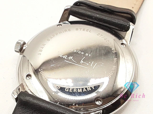 ユンハンス JUNGHANS マックスビル 自動巻き メンズ 腕時計 デイト 27 / 4002 46 ホワイト 白 ブラック 黒 SS レザー ブレス アナログ オートマ AT ウォッチ Max Bill 【中古】【送料無料】 ht5936