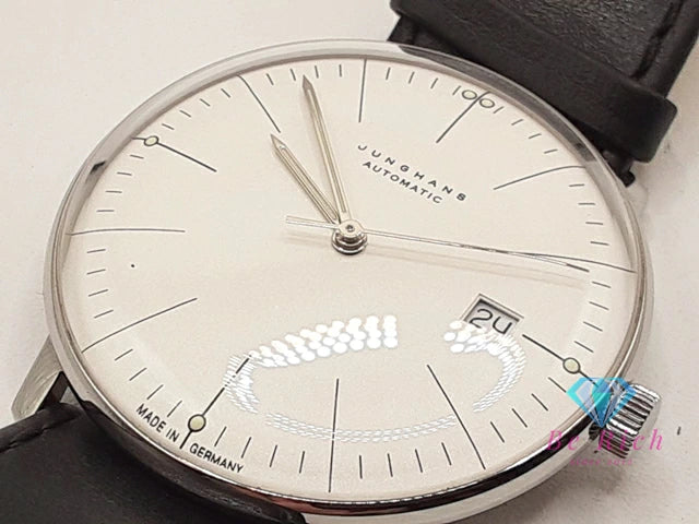 ユンハンス JUNGHANS マックスビル 自動巻き メンズ 腕時計 デイト 27 / 4002 46 ホワイト 白 ブラック 黒 SS レザー ブレス アナログ オートマ AT ウォッチ Max Bill 【中古】【送料無料】 ht5936